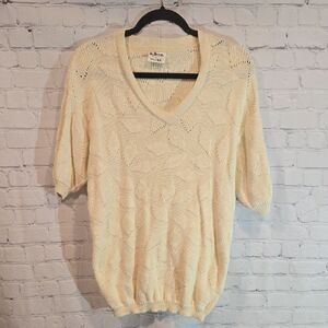 Vintage Aileen Ivory Short Sleeve Sweater Size S
